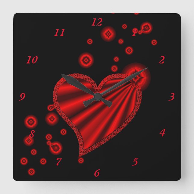 Horloge Carrée Coeur arc-en-ciel avec étoiles (Recto)
