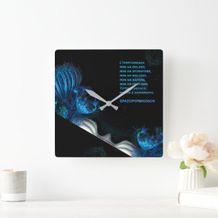 Horloge Carrée "Cœur bleu en noir de Vénus" & Indifférence