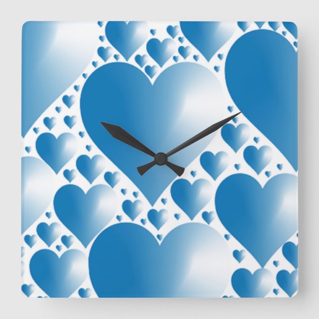 HORLOGE CARRÉE COEUR BLEUE (Recto)