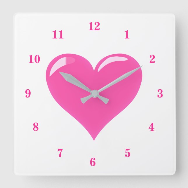 Horloge Carrée Coeur rose - Amour (Recto)