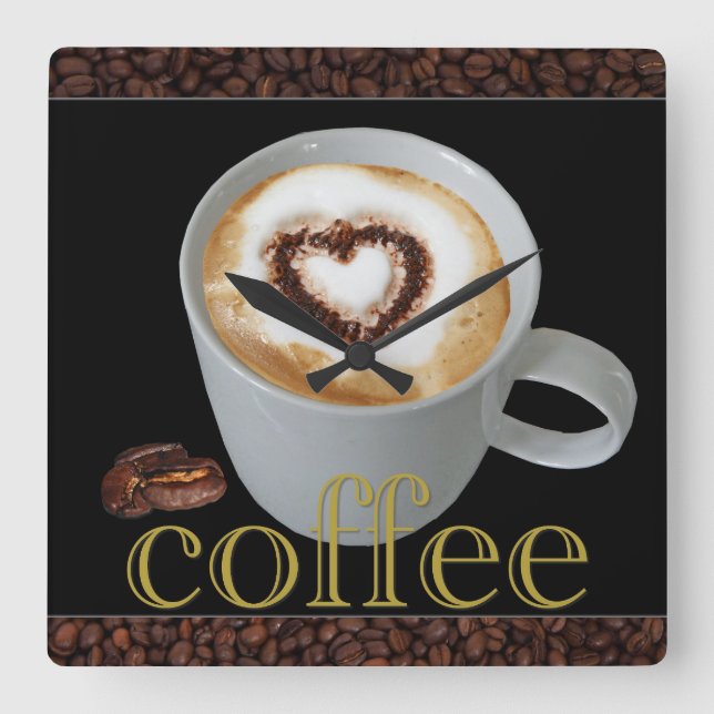 Horloge Carrée Coffee Love Kitchen Wall Clock (Recto)