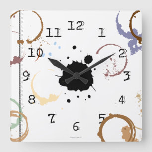 Horloge Carrée Coffee Stain Grungy Typewriter