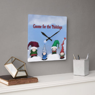 Horloge Carrée Cohorte de Gnome Adorable