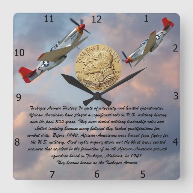 HORLOGE CARRÉE COIN D'AÉRONEF TUSKEGEE (Recto)