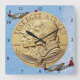 HORLOGE CARRÉE COIN D'AÉRONEF TUSKEGEE
