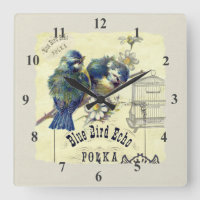 Collage bleu vintage de cage à oiseaux d'oiseau