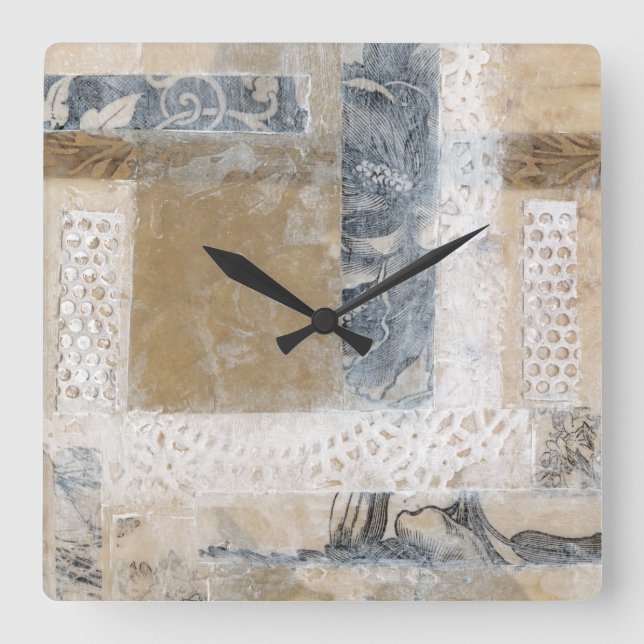 Horloge Carrée Collage de dentelle II (Recto)