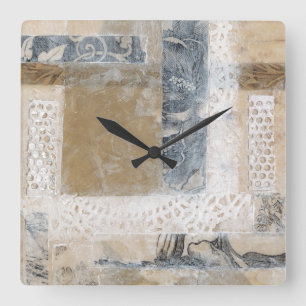 Horloge Carrée Collage II de dentelle
