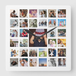 Horloge Carrée Collage Modèle photo personnalisé