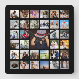 Horloge Carrée Collage Modèle photo personnalisé