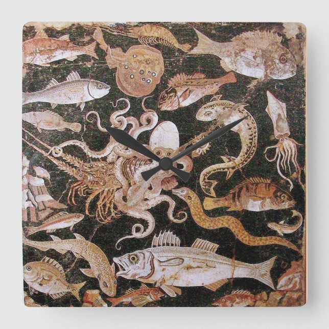 HORLOGE CARRÉE COLLECTE POMPEII / OCÉAN - SCÈNE DE VIE MARINE (Recto)