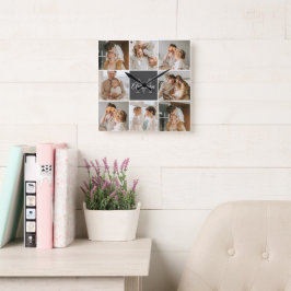 Horloge Carrée Collection Famille Moderne Photo & cadeau personna