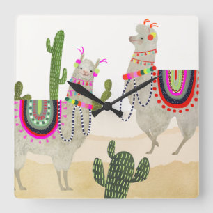 Horloge Carrée Collection   Lllamas mignon de Llamarama