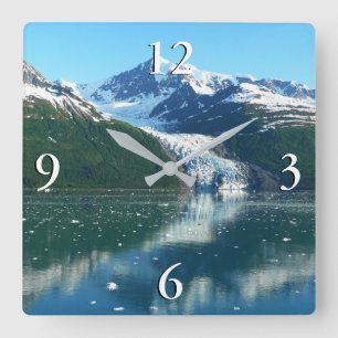 Horloge Carrée College Fjord I Photographie de l'Alaska Belle