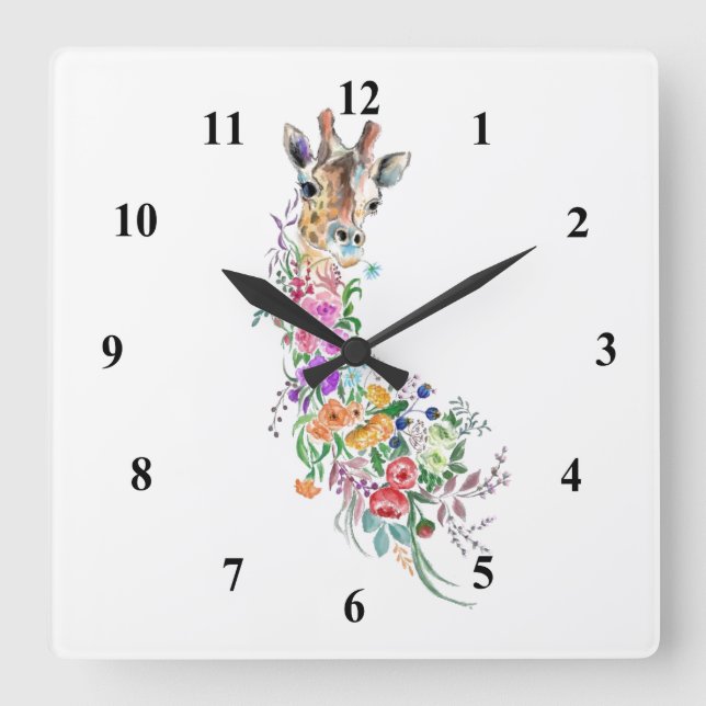 Horloge Carrée Colorful Flowers Bouquet (Recto)