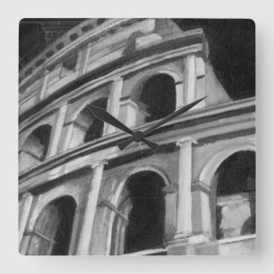 Horloge Carrée Colosseum romain avec les dessins architecturaux