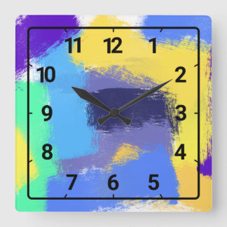 Horloge Carrée Colourful paint strokes