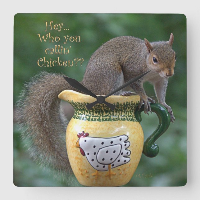 Horloge Carrée Comment tu peux callin' Chicken ? (Recto)