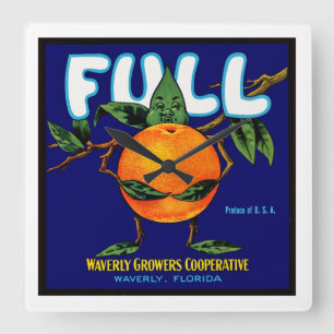 Horloge Carrée Complet - Étiquette orange