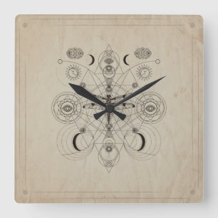 Horloge Carrée Composition de la géométrie sacrée des libellul