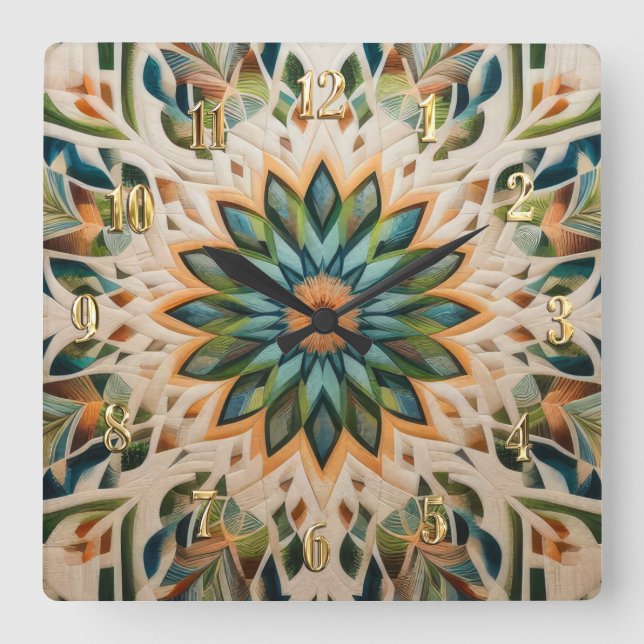 Horloge Carrée Conception abstraite composée (Recto)