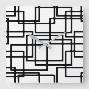 Horloge Carrée Conception artistique de carrés noirs imbriqués