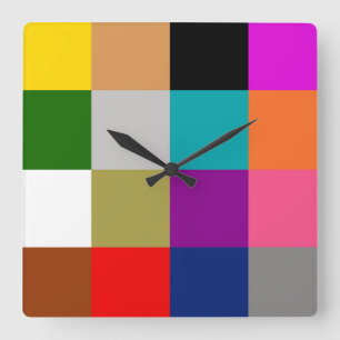 Horloge Carrée Conception de blocs de couleur gras multicolores 