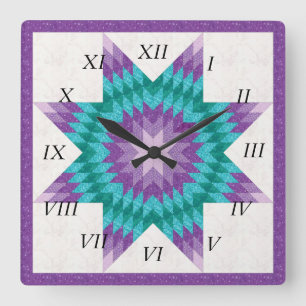 Horloge Carrée Conception de courtepointe étoile solitaire violet