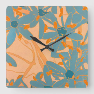 Horloge Carrée Conception de feuille contemporaine en pêche