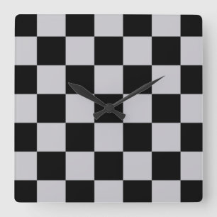 Horloge Carrée Conception du Motif du vérificateur gris cendré