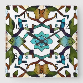 Horloge Carrée Conception géométrique Boho Abstraite 304
