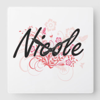 Horloge Carrée Conception nommée artistique de Nicole avec des