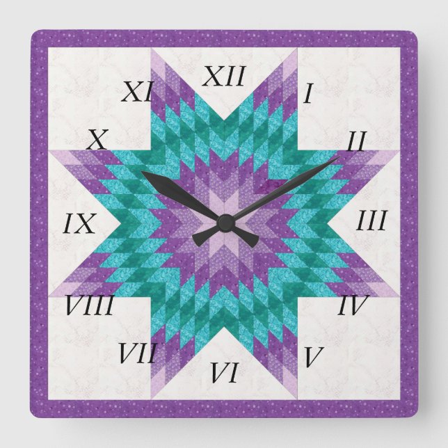 Horloge Carrée Conception quilt de Purple Lone (Recto)