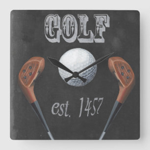 Horloge Carrée Conception vintage de tableau de golf