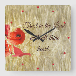 Horloge Carrée Confiance dans le Seigneur Bible Verse