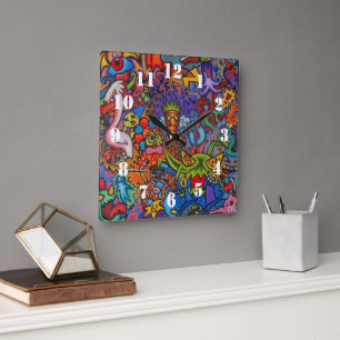 Horloge Carrée Confusion By Squid Fear City