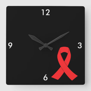 Horloge Carrée Conscience de Cancer de ruban de SIDA d'HIV