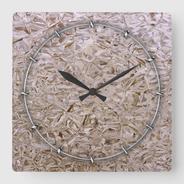 Horloge Carrée Construction OSB style contreplaqué (Recto)