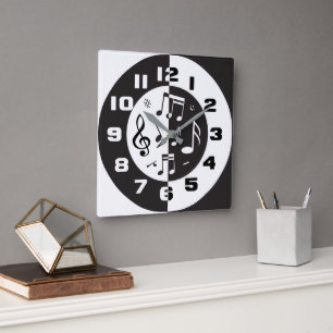 Horloge Carrée Contemporain noir et blanc design