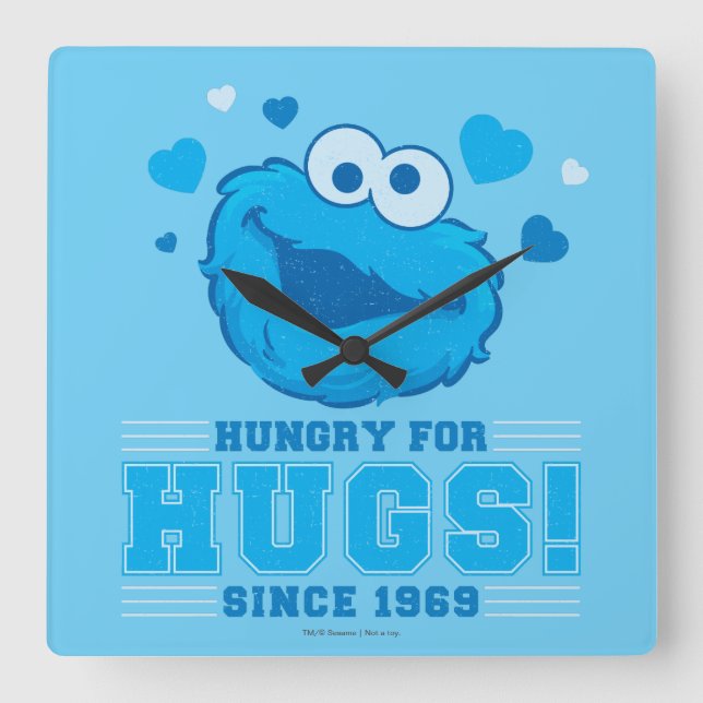 Horloge Carrée Cookie Monster désorganisé (Recto)
