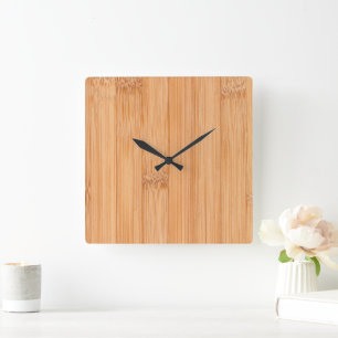 Horloge Carrée Cool élégant imprimé en bambou marron clair