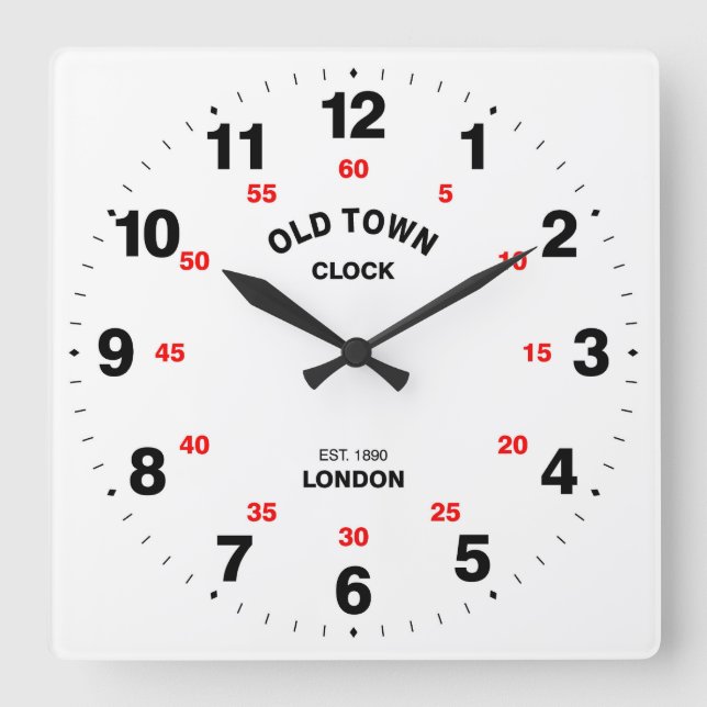 Horloge Carrée Cool & Elegant Old Town Londres (Recto)