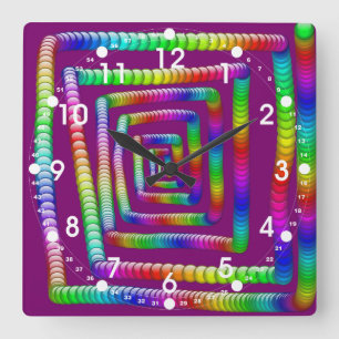 Horloge Carrée Cool Funky Rainbow Maze Rolling Marbles Design