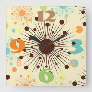 Horloge Carrée Cool Retro 50's Design Wall Clock