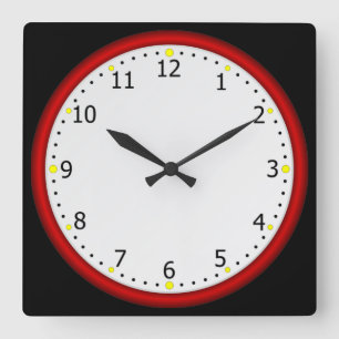 Horloge Carrée Cool rouge encadré coloré