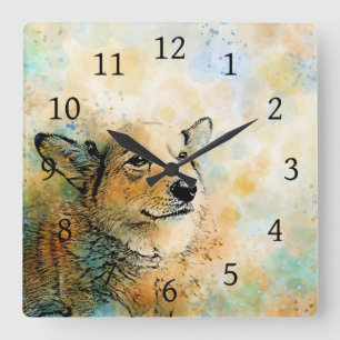 Horloge Carrée corgi du chien 143