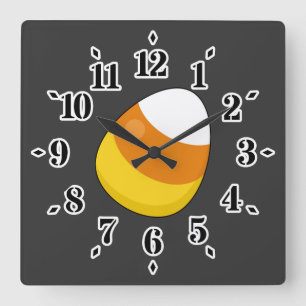Horloge Carrée Corne de bonbons d'Halloween