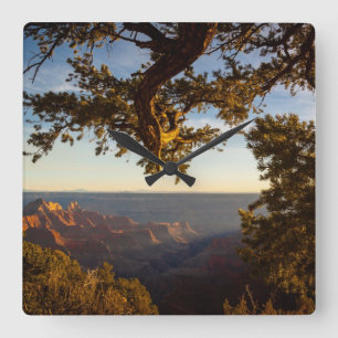 Horloge Carrée Coucher du soleil au-dessus de canyon grand