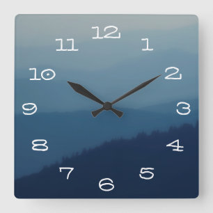 Horloge Carrée Couches bleues