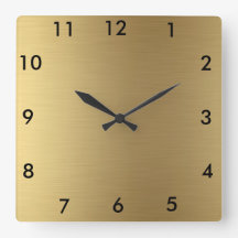 Couleur carrée d'or d'horloge murale